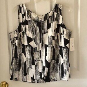 Rafael NWT Symmetrical Satin Look Black & White Sleeveless Top M